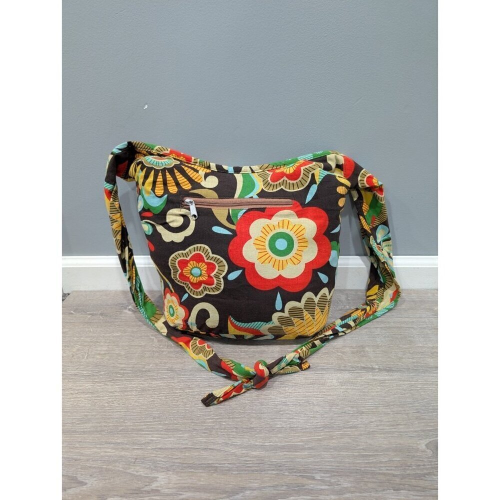 Unbranded Women's Floral Colorful Slingsack Shoulder Bag Boho Zip 100% Cotton